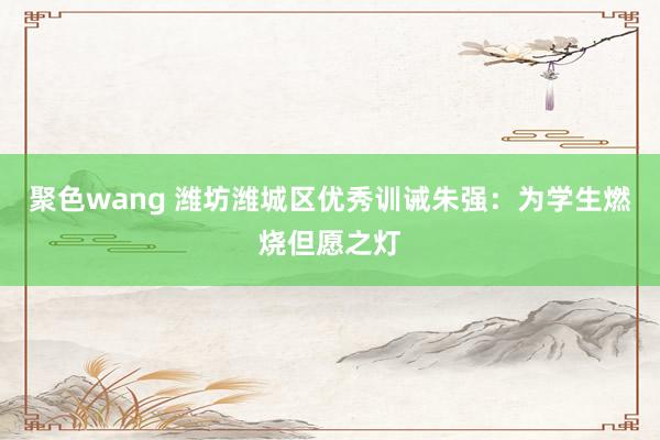 聚色wang 潍坊潍城区优秀训诫朱强:为学生燃烧但愿之灯