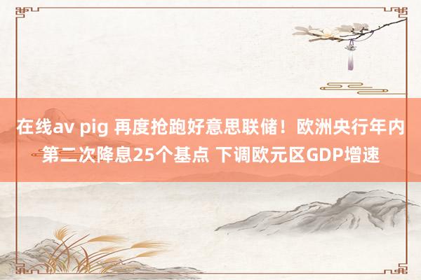 在线av pig 再度抢跑好意思联储！欧洲央行年内第二次降息25个基点 下调欧元区GDP增速