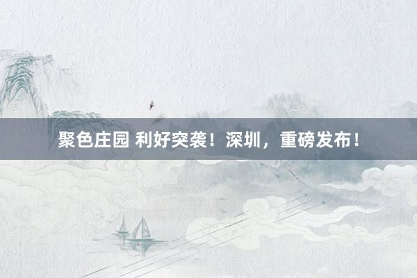 聚色庄园 利好突袭！深圳，重磅发布！