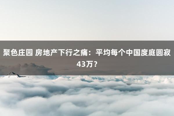 聚色庄园 房地产下行之痛：平均每个中国度庭圆寂43万？