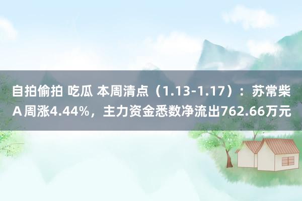 自拍偷拍 吃瓜 本周清点（1.13-1.17）：苏常柴Ａ周涨4.44%，主力资金悉数净流出762.66万元