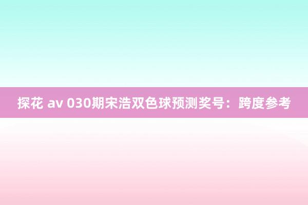 探花 av 030期宋浩双色球预测奖号：跨度参考