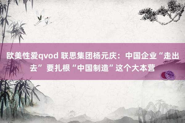 欧美性爱qvod 联思集团杨元庆：中国企业“走出去” 要扎根“中国制造”这个大本营