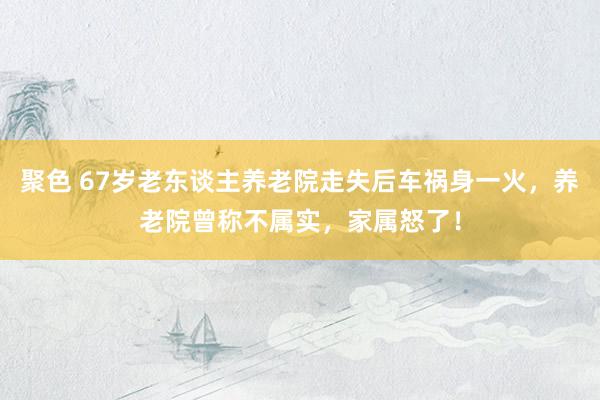 聚色 67岁老东谈主养老院走失后车祸身一火，养老院曾称不属实，家属怒了！
