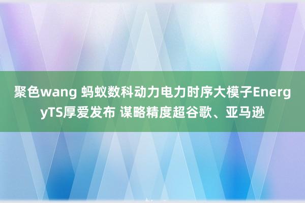 聚色wang 蚂蚁数科动力电力时序大模子EnergyTS厚爱发布 谋略精度超谷歌、亚马逊