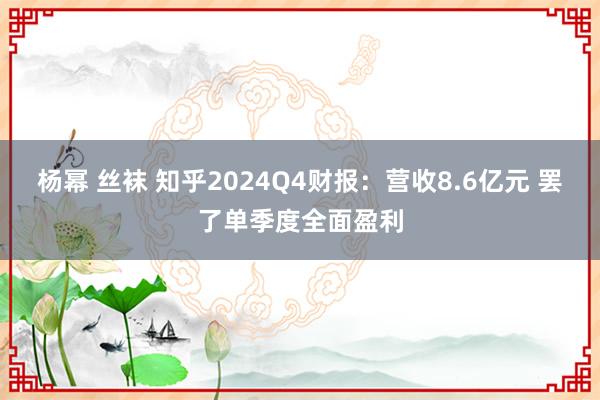 杨幂 丝袜 知乎2024Q4财报：营收8.6亿元 罢了单季度全面盈利