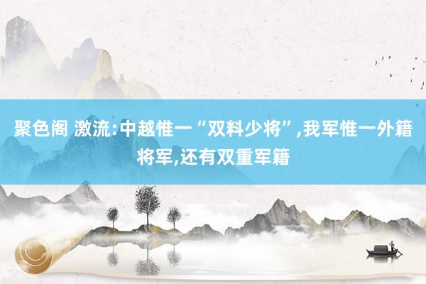 聚色阁 激流:中越惟一“双料少将”，我军惟一外籍将军，还有双重军籍