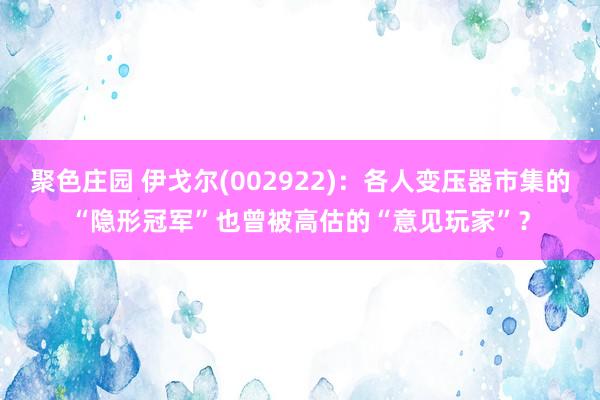 聚色庄园 伊戈尔(002922)：各人变压器市集的“隐形冠军”也曾被高估的“意见玩家”？
