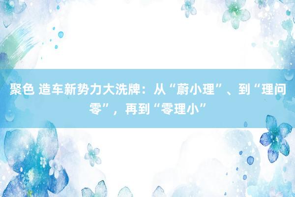聚色 造车新势力大洗牌：从“蔚小理”、到“理问零”，再到“零理小”
