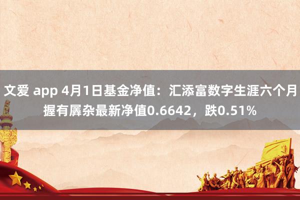 文爱 app 4月1日基金净值：汇添富数字生涯六个月握有羼杂最新净值0.6642，跌0.51%