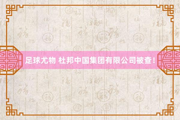 足球尤物 杜邦中国集团有限公司被查！