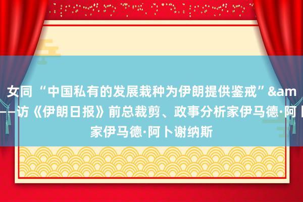 女同 “中国私有的发展栽种为伊朗提供鉴戒”&#32;——访《伊朗日报》前总裁剪、政事分析家伊马德·阿卜谢纳斯