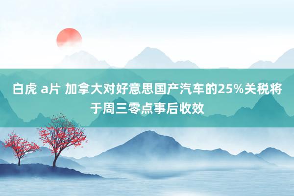 白虎 a片 加拿大对好意思国产汽车的25%关税将于周三零点事后收效