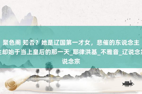 聚色阁 知否？她是辽国第一才女，悲催的东说念主生却始于当上皇后的那一天_耶律洪基_不雅音_辽说念宗