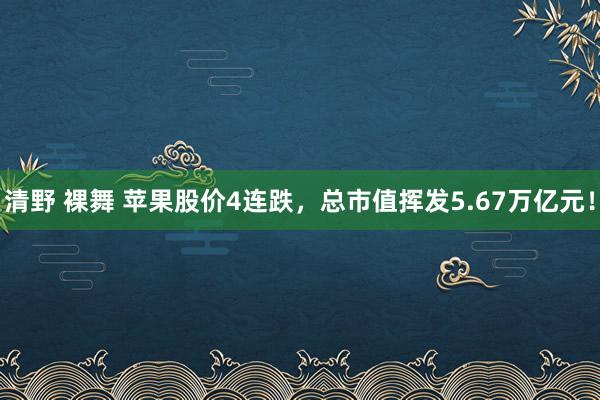 清野 裸舞 苹果股价4连跌，总市值挥发5.67万亿元！