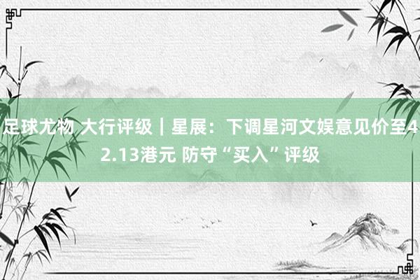 足球尤物 大行评级｜星展：下调星河文娱意见价至42.13港元 防守“买入”评级