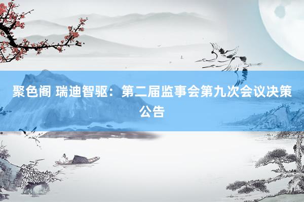 聚色阁 瑞迪智驱：第二届监事会第九次会议决策公告