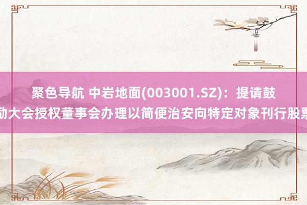 聚色导航 中岩地面(003001.SZ)：提请鼓励大会授权董事会办理以简便治安向特定对象刊行股票