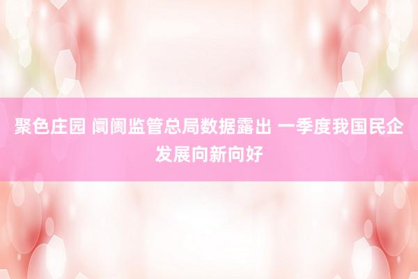 聚色庄园 阛阓监管总局数据露出 一季度我国民企发展向新向好