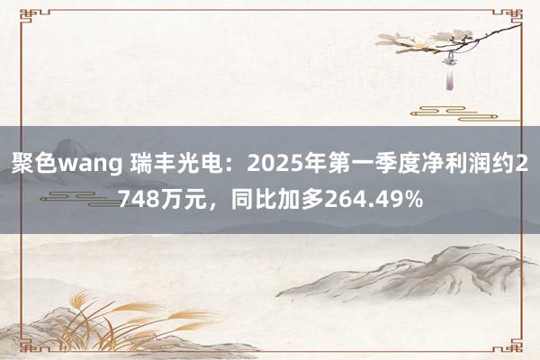 聚色wang 瑞丰光电：2025年第一季度净利润约2748万元，同比加多264.49%