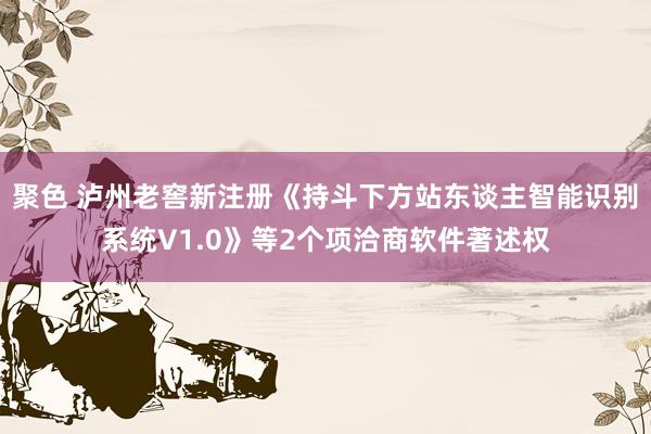 聚色 泸州老窖新注册《持斗下方站东谈主智能识别系统V1.0》等2个项洽商软件著述权
