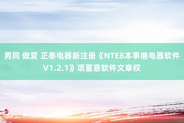 男同 做爱 正泰电器新注册《NTE8本事继电器软件V1.2.1》项蓄意软件文章权